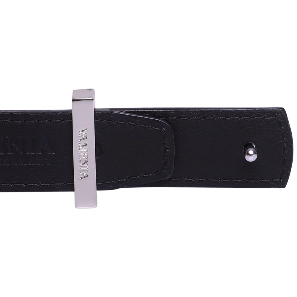 Reversible belt made of calfskin in navy blue and black
